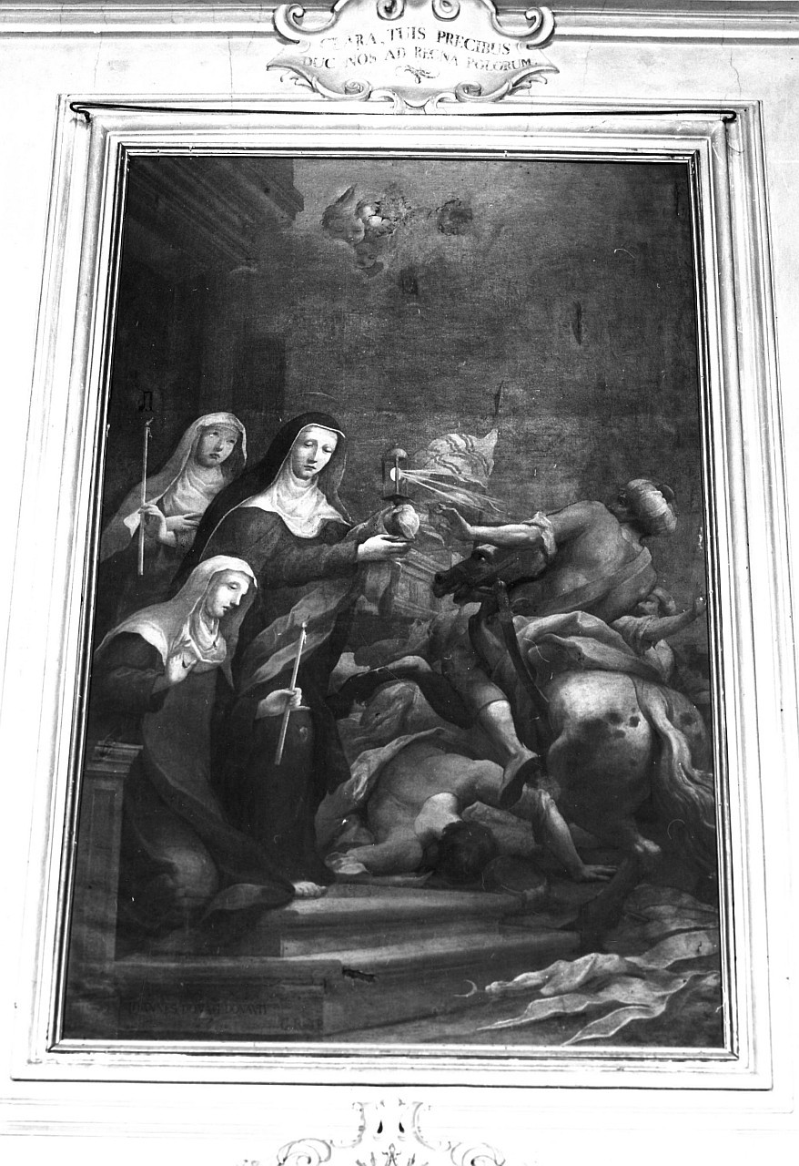 Santa Chiara respinge i saraceni con l'ostensorio (dipinto) di Romei Giuseppe (sec. XVIII)