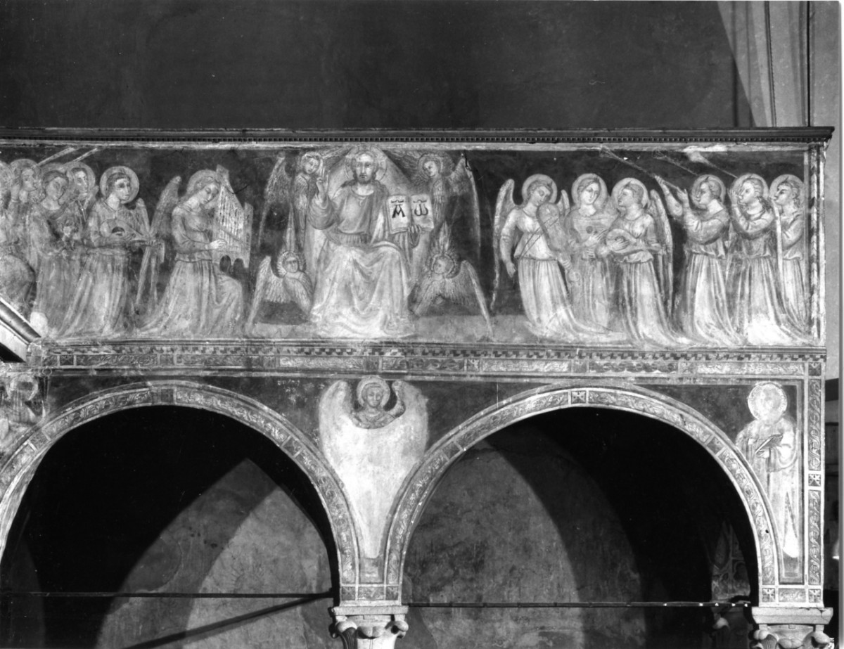 Cristo in gloria con angeli e santi (dipinto murale, elemento d'insieme) di Bicci di Lorenzo (attribuito) (sec. XV)