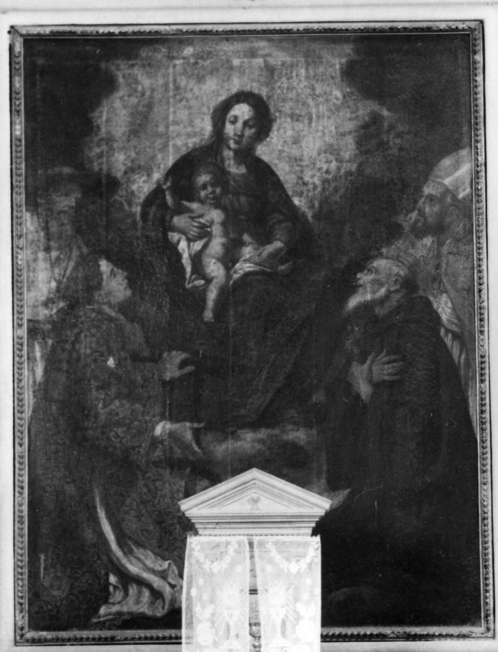 Madonna con Bambino in gloria tra San Lorenzo, San Bernardo degli Uberti, San Giovanni Gualberto e santo vescovo (dipinto) - ambito toscano (sec. XVII)