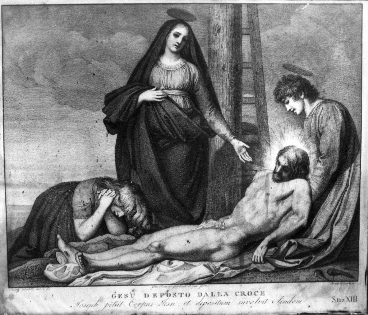 stazione XIII: Gesù deposto dalla croce (stampa) di Pera Giuseppe, Sabatelli Luigi, Eredi Benedetto (inizio sec. XIX)