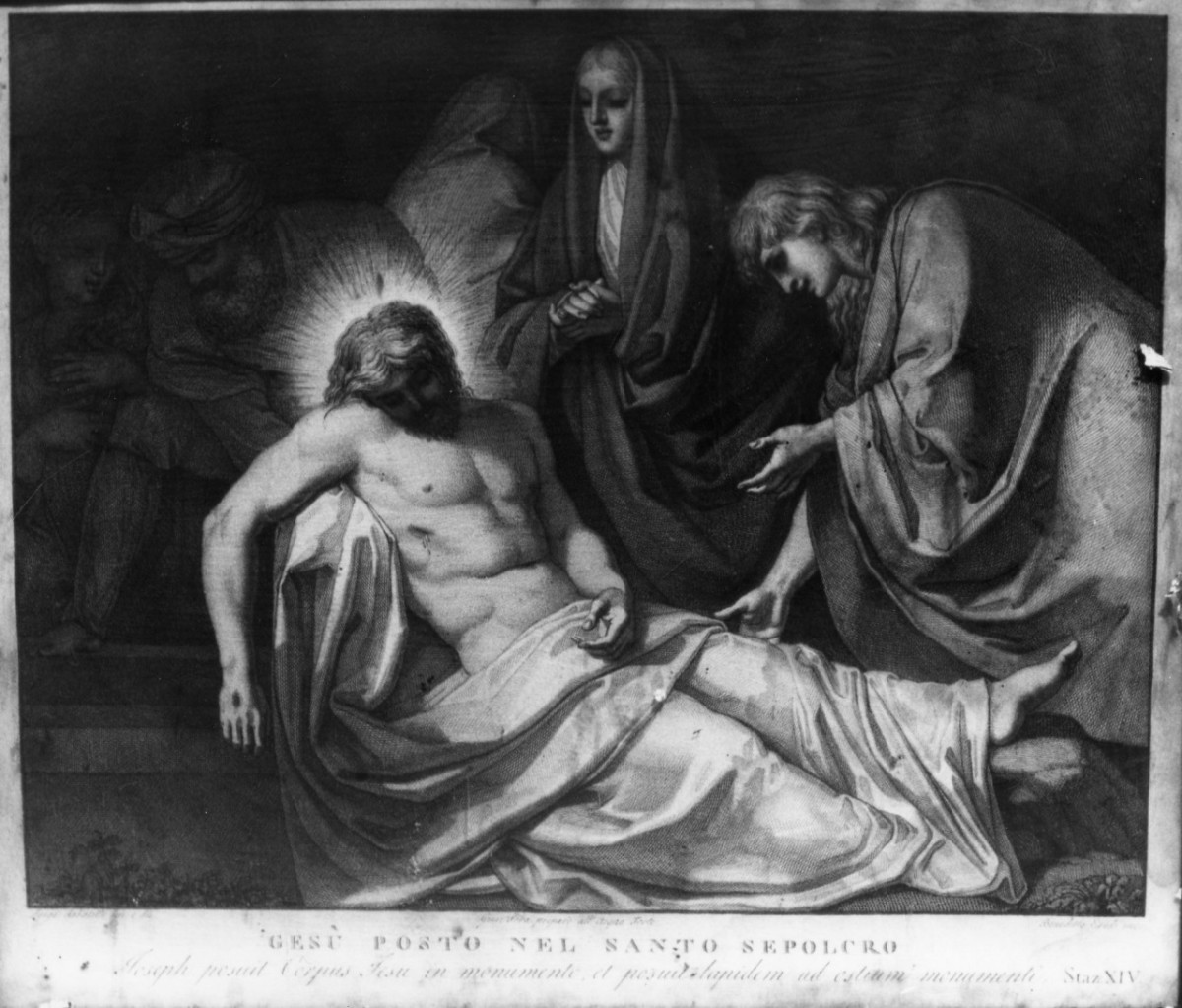 stazione XIV: Gesù deposto nel sepolcro (stampa) di Pera Giuseppe, Sabatelli Luigi, Eredi Benedetto (inizio sec. XIX)