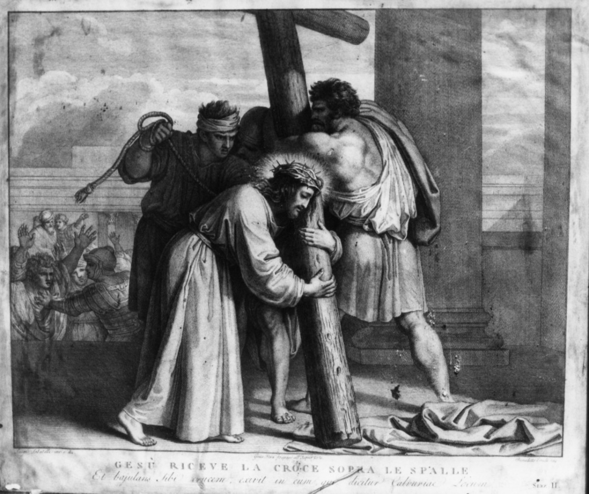 stazione II: Gesù caricato della croce (stampa) di Pera Giuseppe, Sabatelli Luigi, Eredi Benedetto (inizio sec. XIX)