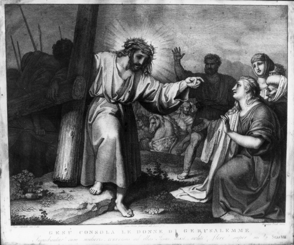 stazione VIII: Gesù consola le donne di Gerusalemme (stampa) di Pera Giuseppe, Sabatelli Luigi, Eredi Benedetto (inizio sec. XIX)