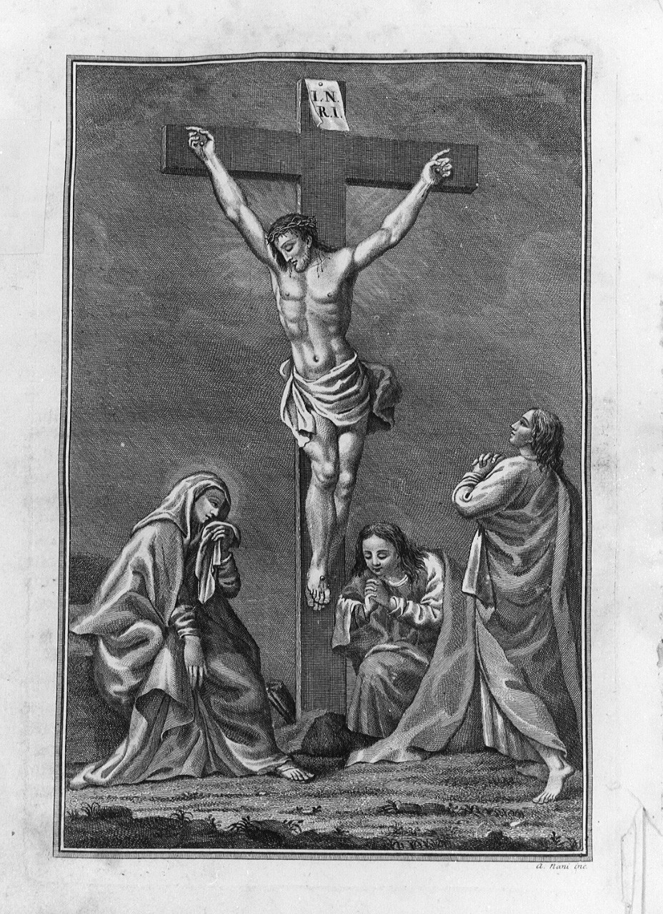 crocifissione di Cristo (stampa) di Nani Antonio (sec. XIX)