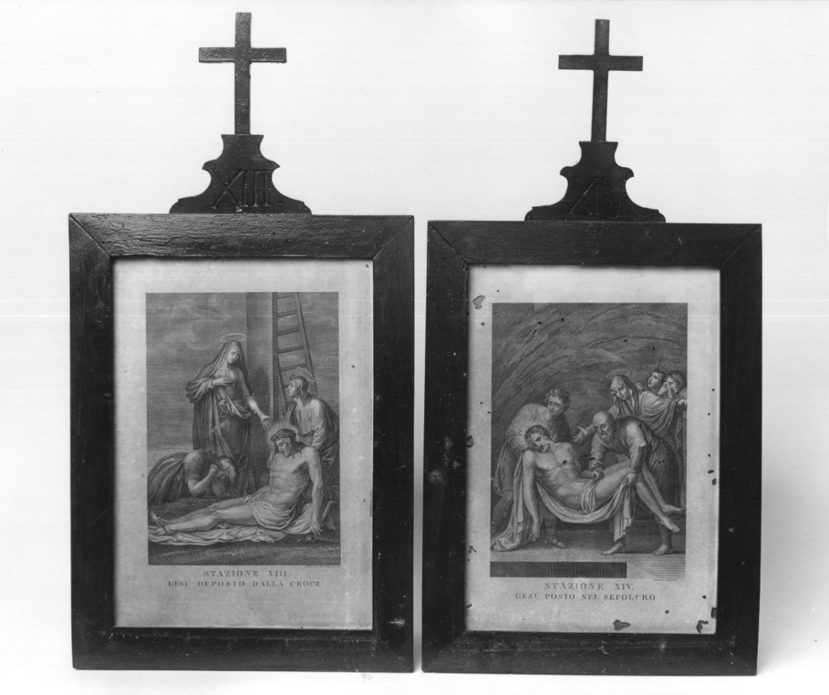 stazione XIII: Gesù deposto dalla croce (stampa) di Mochetti Alessandro (sec. XIX)