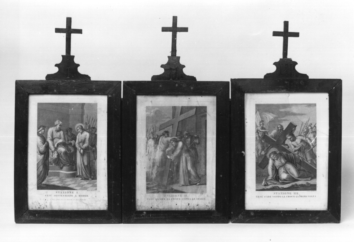 stazione III: Gesù cade sotto la croce la prima volta (stampa) di Mochetti Alessandro (sec. XIX)