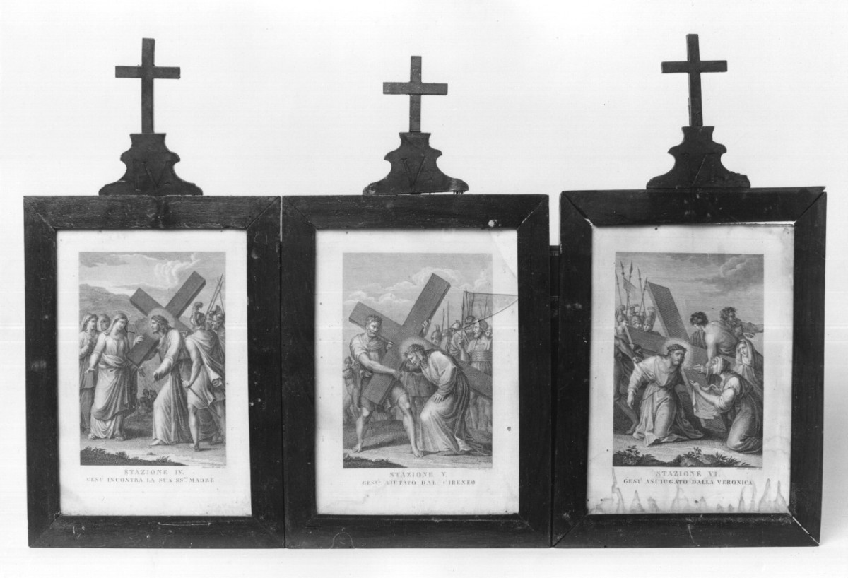 stazione VI: Gesù asciugato dalla Veronica (stampa) di Mochetti Alessandro (sec. XIX)