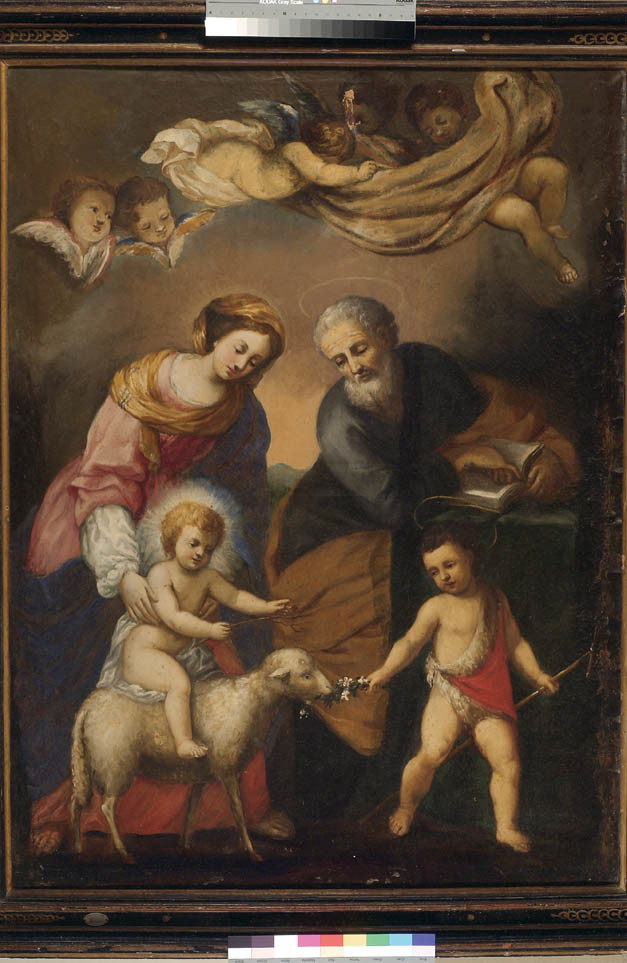 Madonna Pastorella, Sacra Famiglia con San Giovannino e l'agnello (dipinto) - ambito pratese (prima metà sec. XVIII)