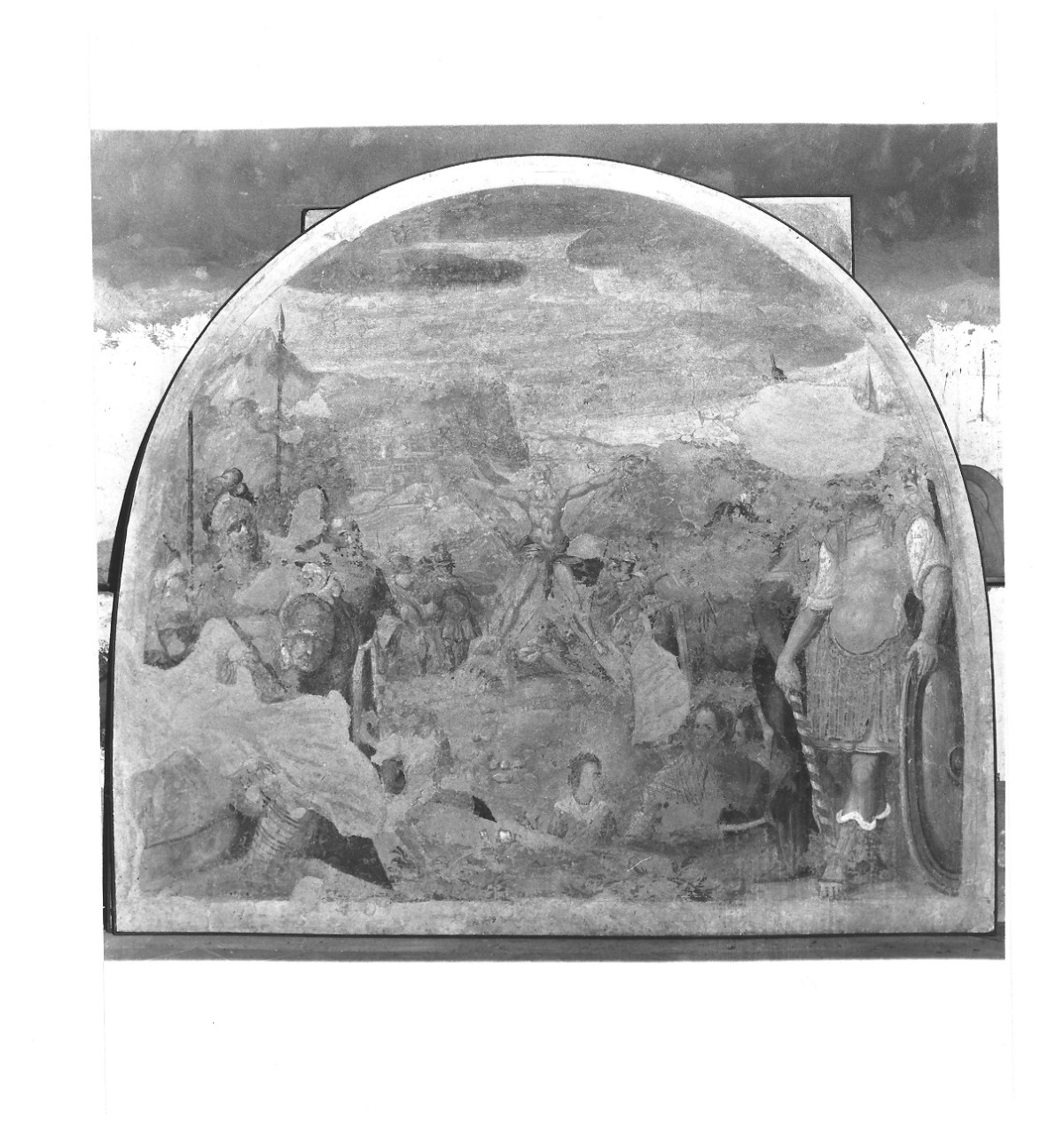 crocifissione di Sant'Andrea (dipinto murale, frammento) - ambito toscano (sec. XVII)