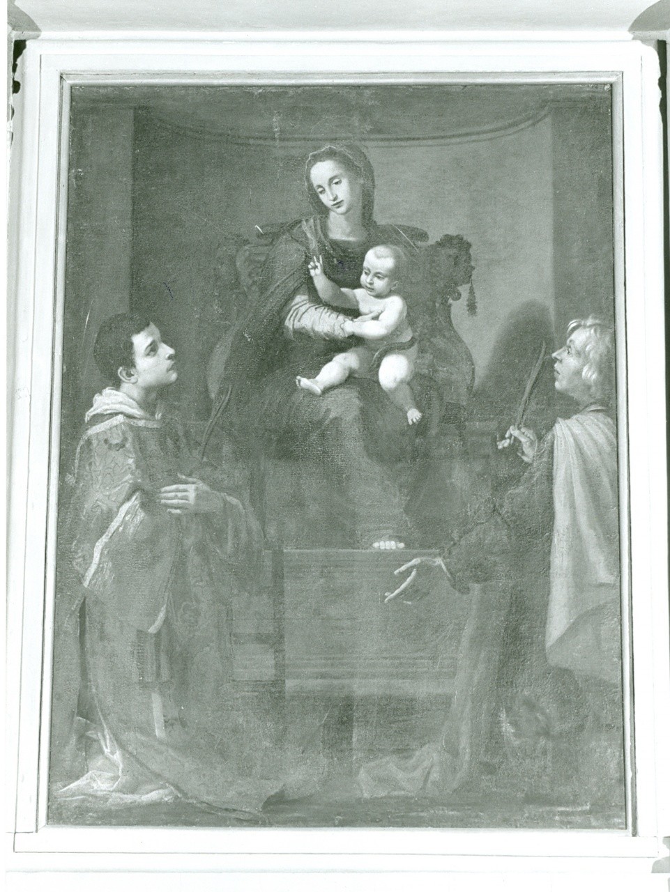 Madonna col Bambino tra i santi Lorenzo e Cresci, Madonna con Bambino e Santi (dipinto) di Mazzuoli Domenico (sec. XVII)