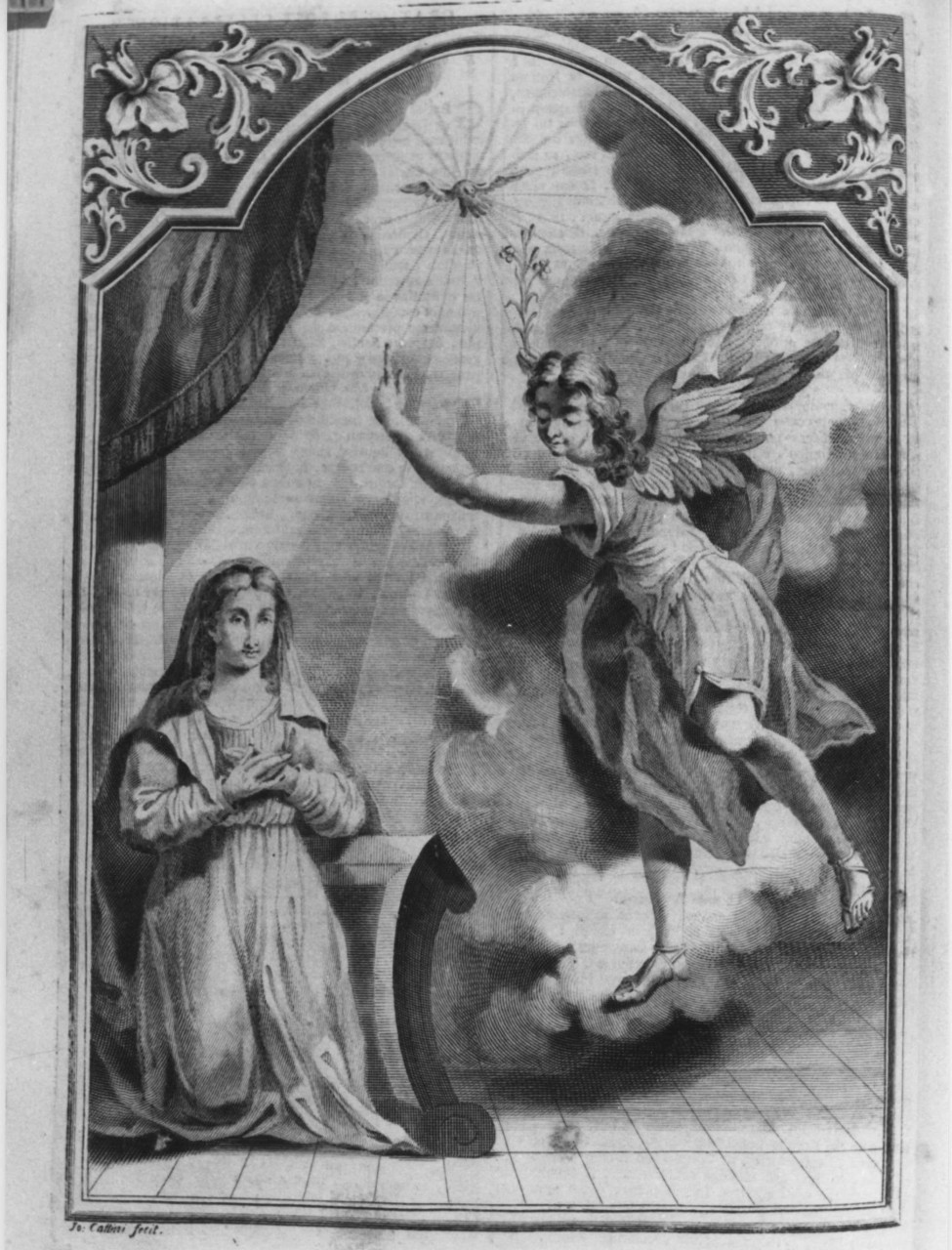 Annunciazione (stampa) di Cattini Giovanni (sec. XVIII)