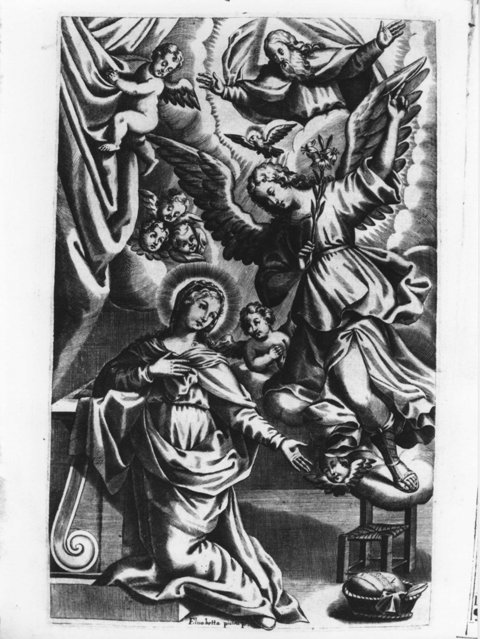 Annunciazione (stampa) di Piccini Elisabetta detta Suor Isabella (sec. XVII)
