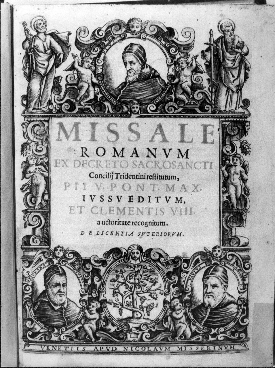 San Pietro, San Paolo, papa Pio V, papa Clemente VIII e papa Paolo V (stampa) - ambito italiano (sec. XVII)