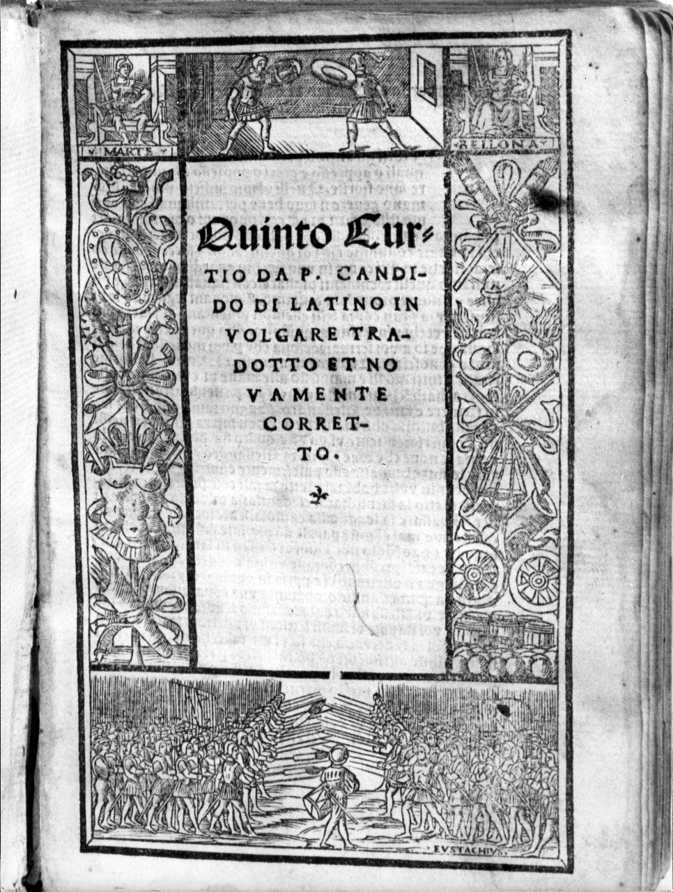 Marte e Bellona con scene di guerra, trofeo di oggetti di guerra (stampa) di Eustachio (sec. XVI)