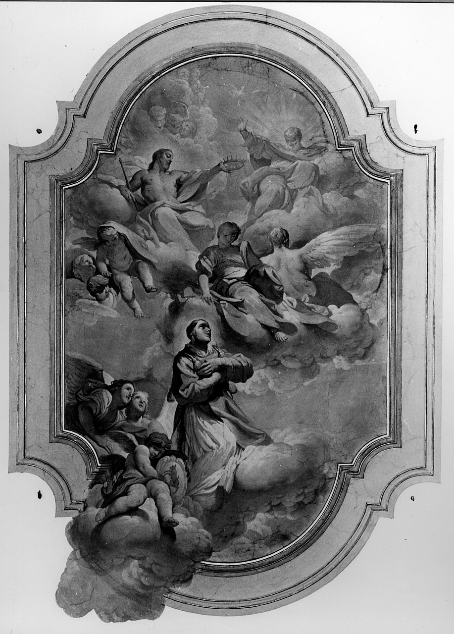 San Lorenzo in adorazione della Trinità (dipinto) di Ferretti Giovanni Domenico (sec. XVIII)