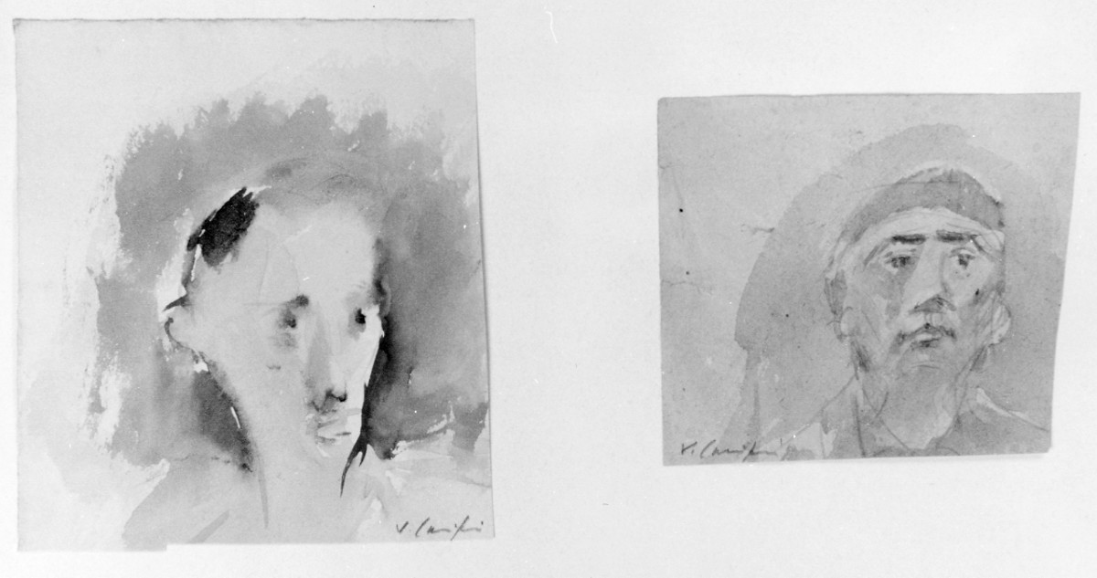 testa d'uomo (disegno) di Carmignani Virgilio (sec. XX)