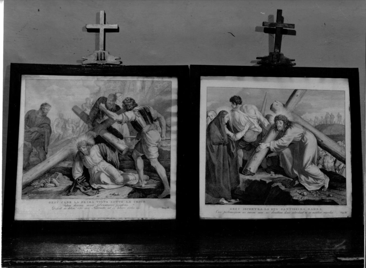 stazione IV: Gesù incontra la Madonna (stampa) di Pera Giuseppe, Sabatelli Luigi, Cecchi Giovan Battista (inizio sec. XIX)