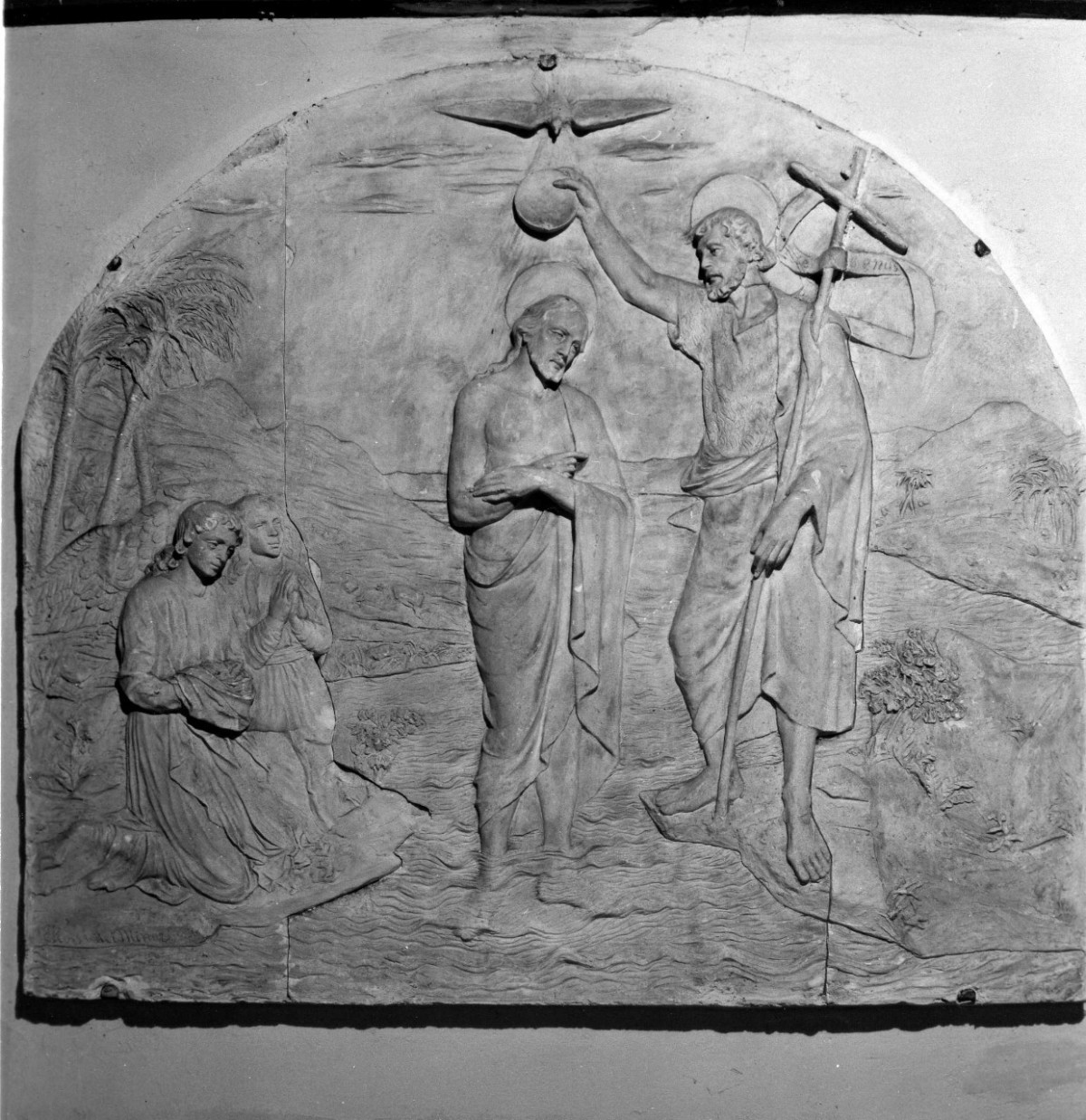 battesimo di Cristo (rilievo) di Rossi Edoardo (secc. XIX/ XX)