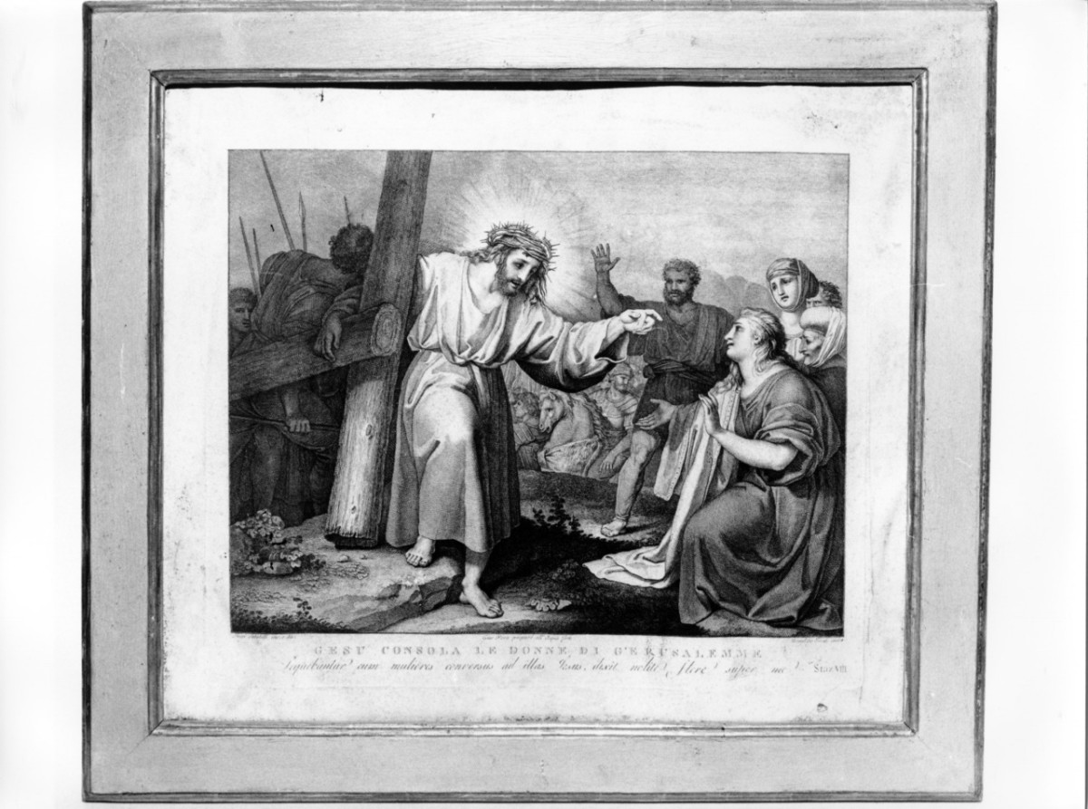 stazione VIII: Gesù consola le donne di Gerusalemme (stampa, serie) di Sabatelli Luigi, Pera Giuseppe, Eredi Benedetto (prima metà sec. XIX)