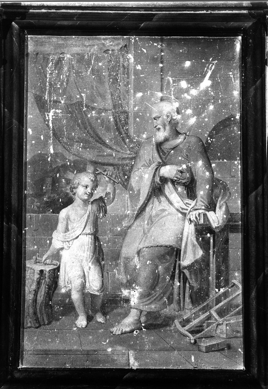San Giuseppe e Gesù Bambino (dipinto murale, elemento d'insieme) - ambito toscano (prima metà sec. XIX)