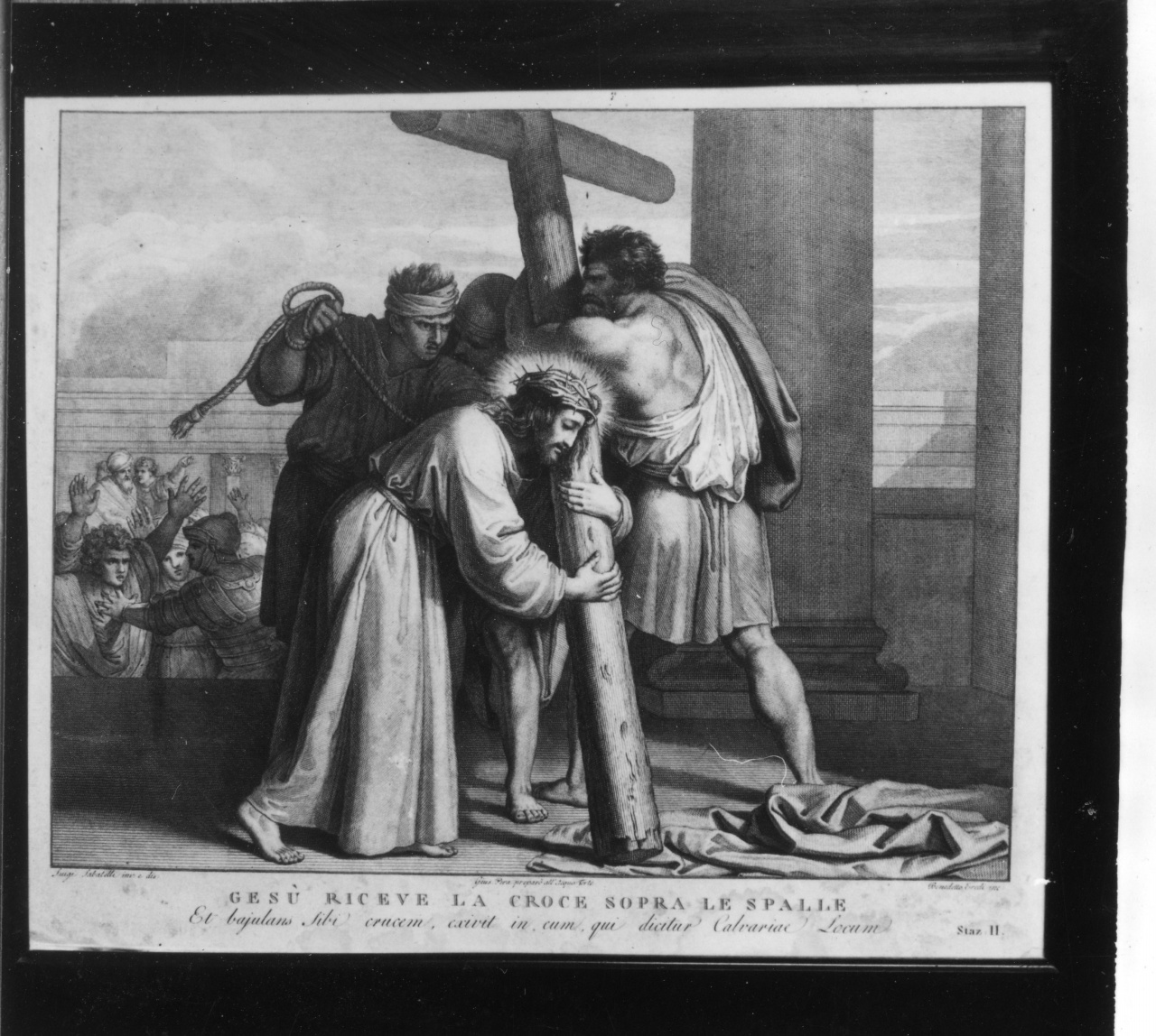 stazione II: Gesù caricato della croce (stampa) di Pera Giuseppe, Sabatelli Luigi, Eredi Benedetto, Cecchi Giovan Battista (sec. XIX)