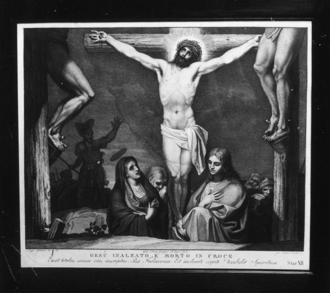 stazione XII: Gesù innalzato e morto in croce (stampa) di Pera Giuseppe, Sabatelli Luigi, Eredi Benedetto, Cecchi Giovan Battista (sec. XIX)