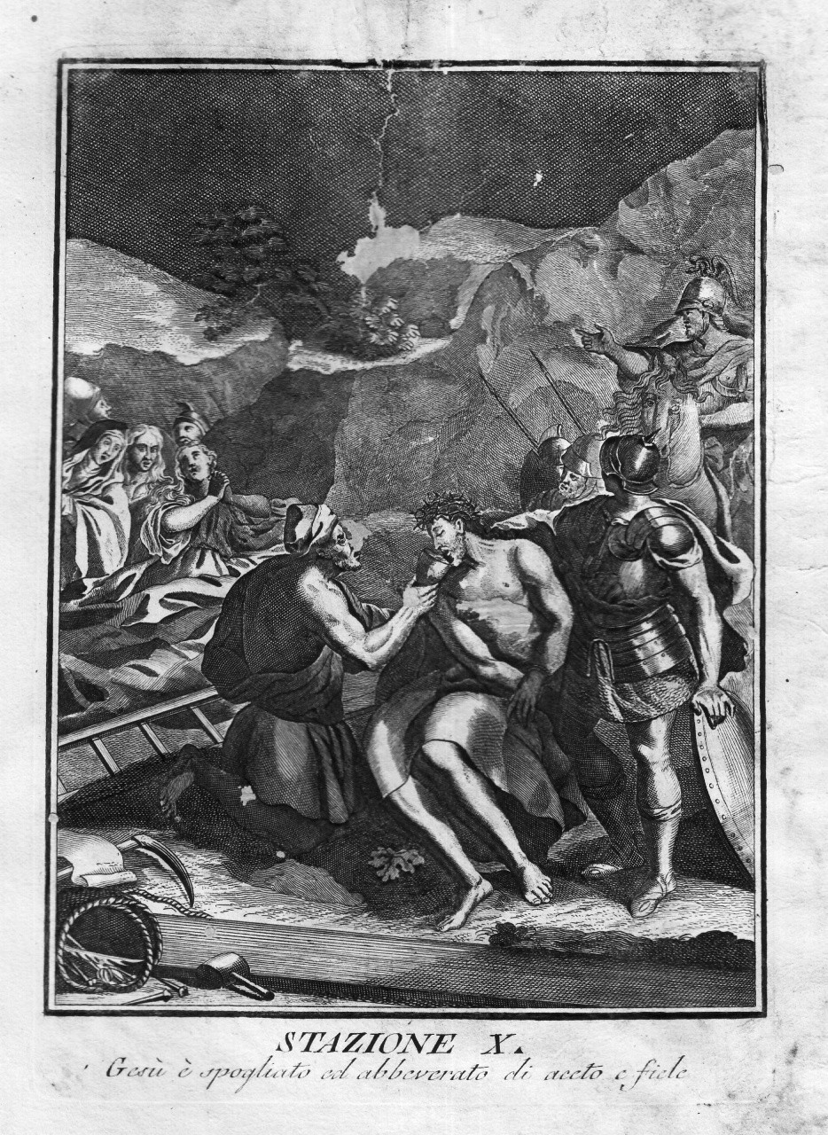 stazione X: Gesù spogliato e abbeverato di fiele (stampa) - ambito veneziano (seconda metà sec. XVIII)