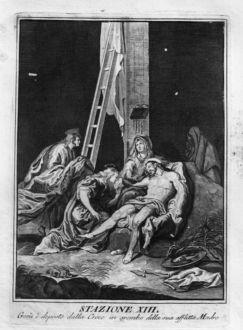 stazione XIII: Gesù deposto dalla croce (stampa) - ambito veneziano (seconda metà sec. XVIII)