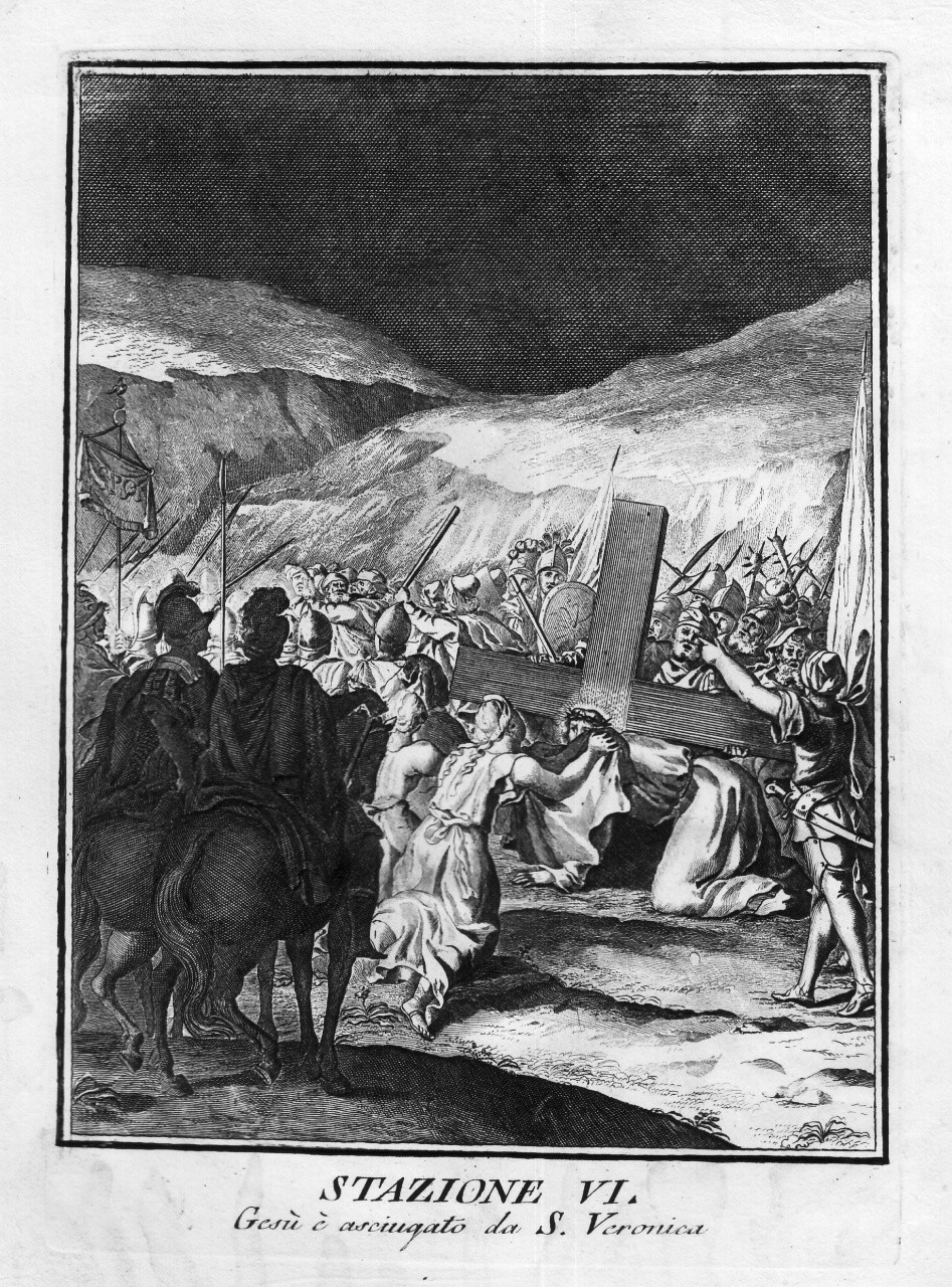 stazione VI: Gesù asciugato dalla Veronica (stampa) - ambito veneziano (seconda metà sec. XVIII)