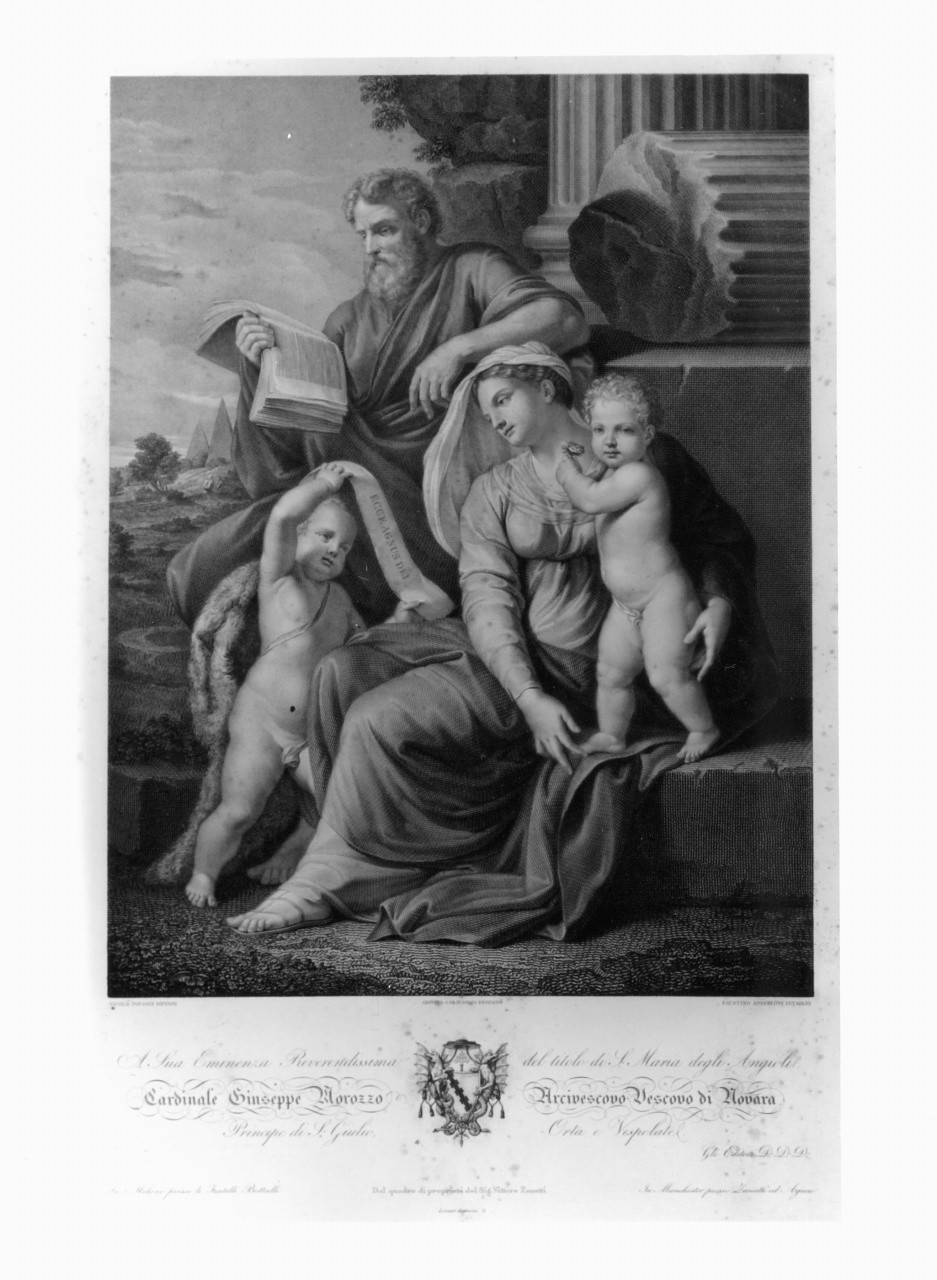 Sacra Famiglia con San Giovannino, Sacra Famiglia (stampa) di Poussin Nicolas, Garavaglia Giovita, Anderloni Faustino (secondo quarto sec. XIX)