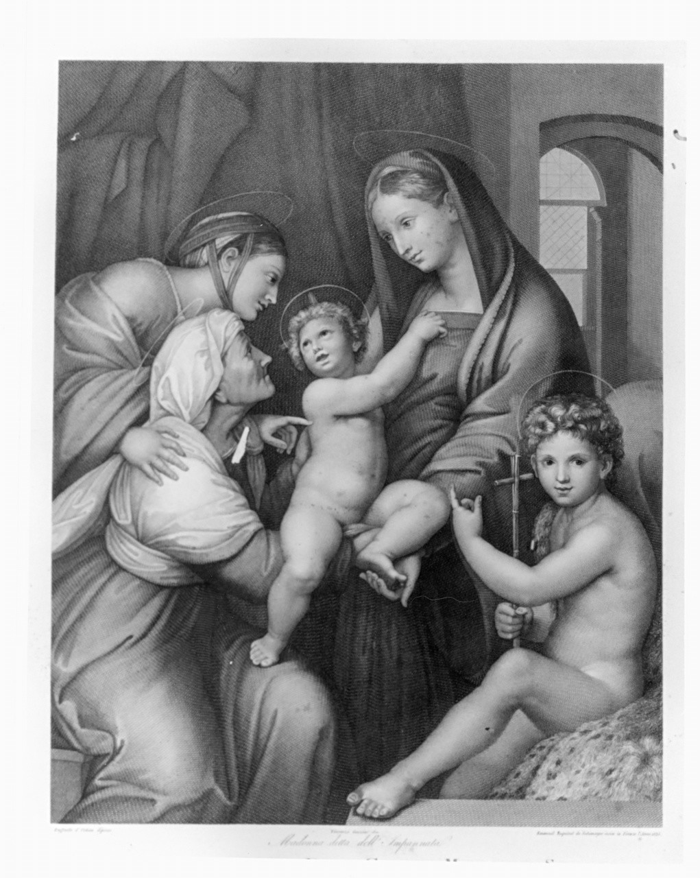 La Madonna dell'Impannata, Madonna con Bambino (stampa) di Gozzini V, Esquirel de Sotomayor Emanuel, Sanzio Raffaello detto Raffaello (sec. XIX)