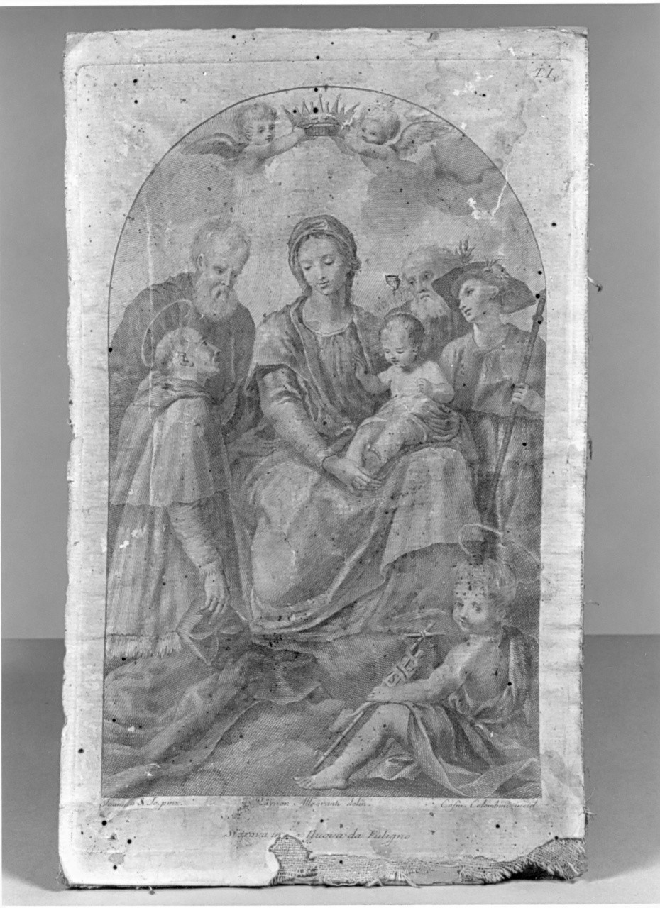 Madonna con Bambino e cinque Santi, Madonna con Bambino e Santi (stampa) di Colombini Cosimo, Allegrandi Ranieri, Mannozzi Giovanni detto Giovanni da San Giovanni (seconda metà sec. XVIII)