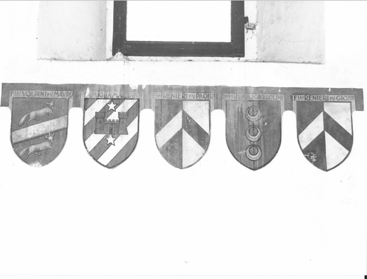 Stemmi delle famiglie Volpini, Maccianti, Renieri, Giubbolini (dipinto) - bottega toscana (sec. XX)