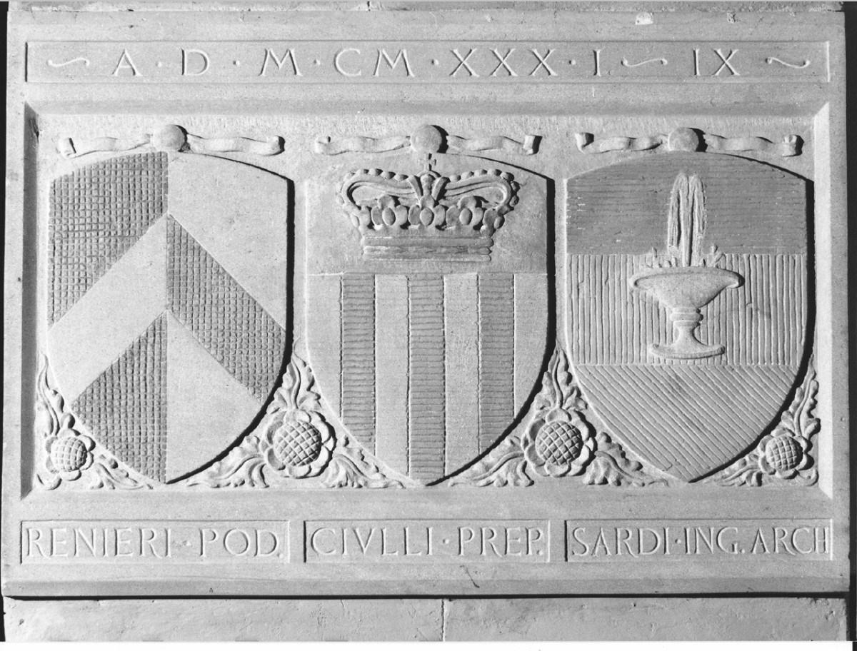 Stemmi delle famiglie Renieri, Ciulli, Sardi (scultura) - bottega toscana (sec. XX)
