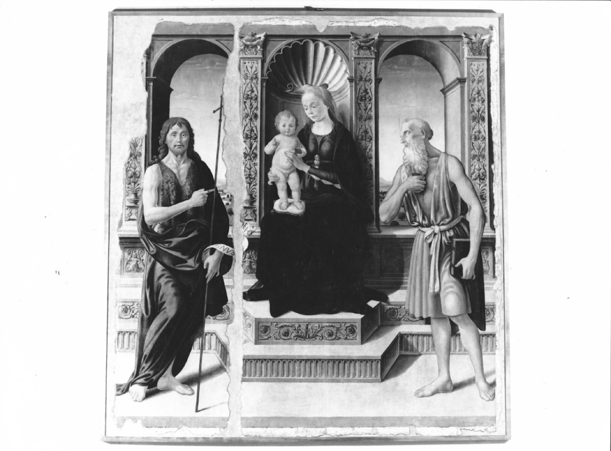 Madonna in trono col Bambino tra i santi Giovanni Battista e Gerolamo (dipinto) di Biagio d'Antonio (fine sec. XV)