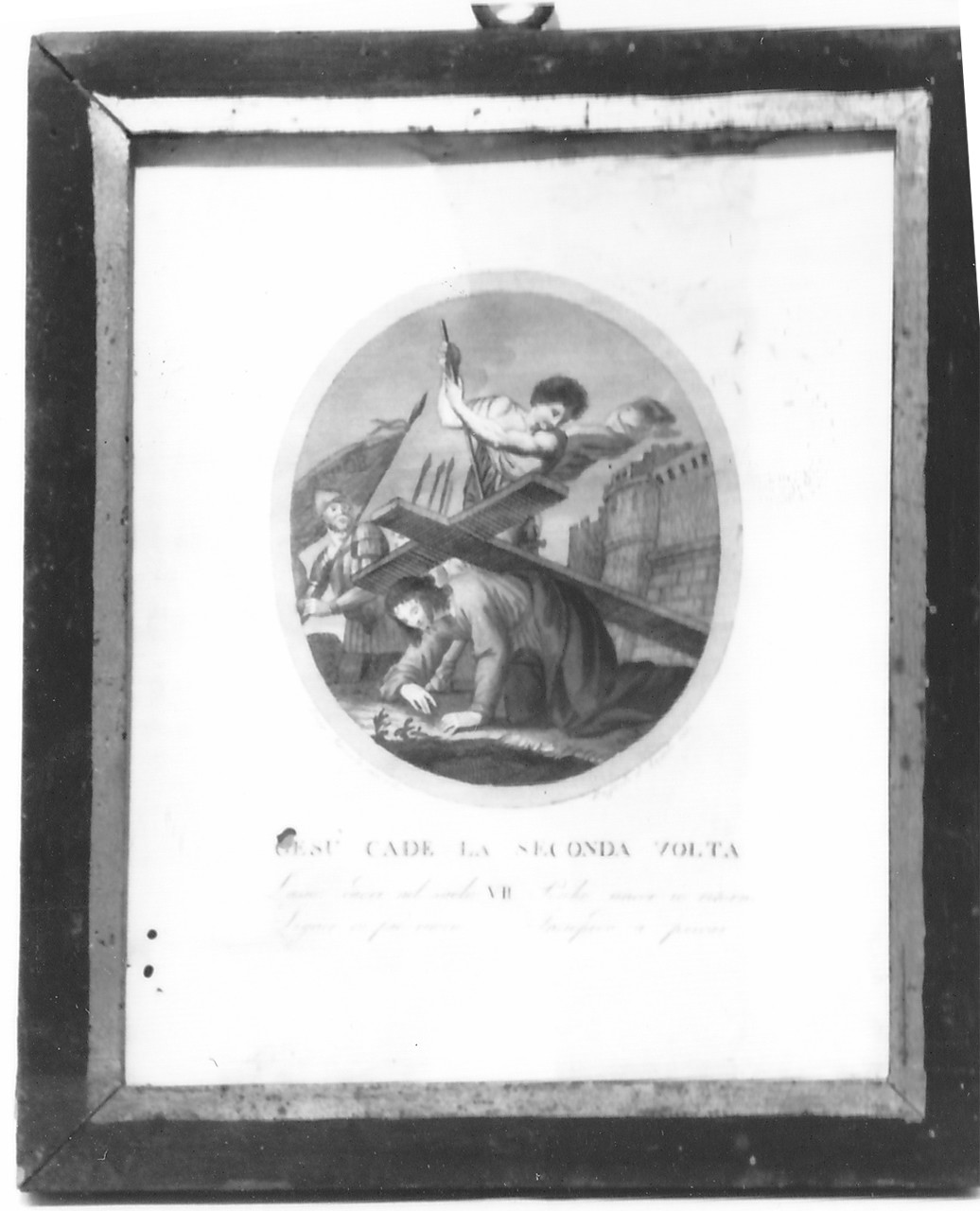 stazione VII: Gesù cade sotto la croce la seconda volta (stampa) di Agricola Luigi, D'Angelo Raffaele (sec. XIX)