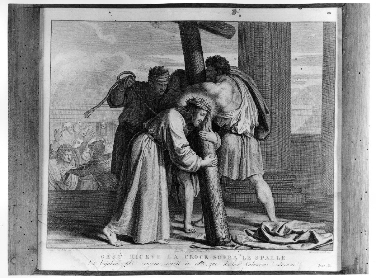 stazione II: Gesù caricato della croce (stampa) di Sabatelli Luigi, Pera Giuseppe, Eredi Benedetto (sec. XIX)