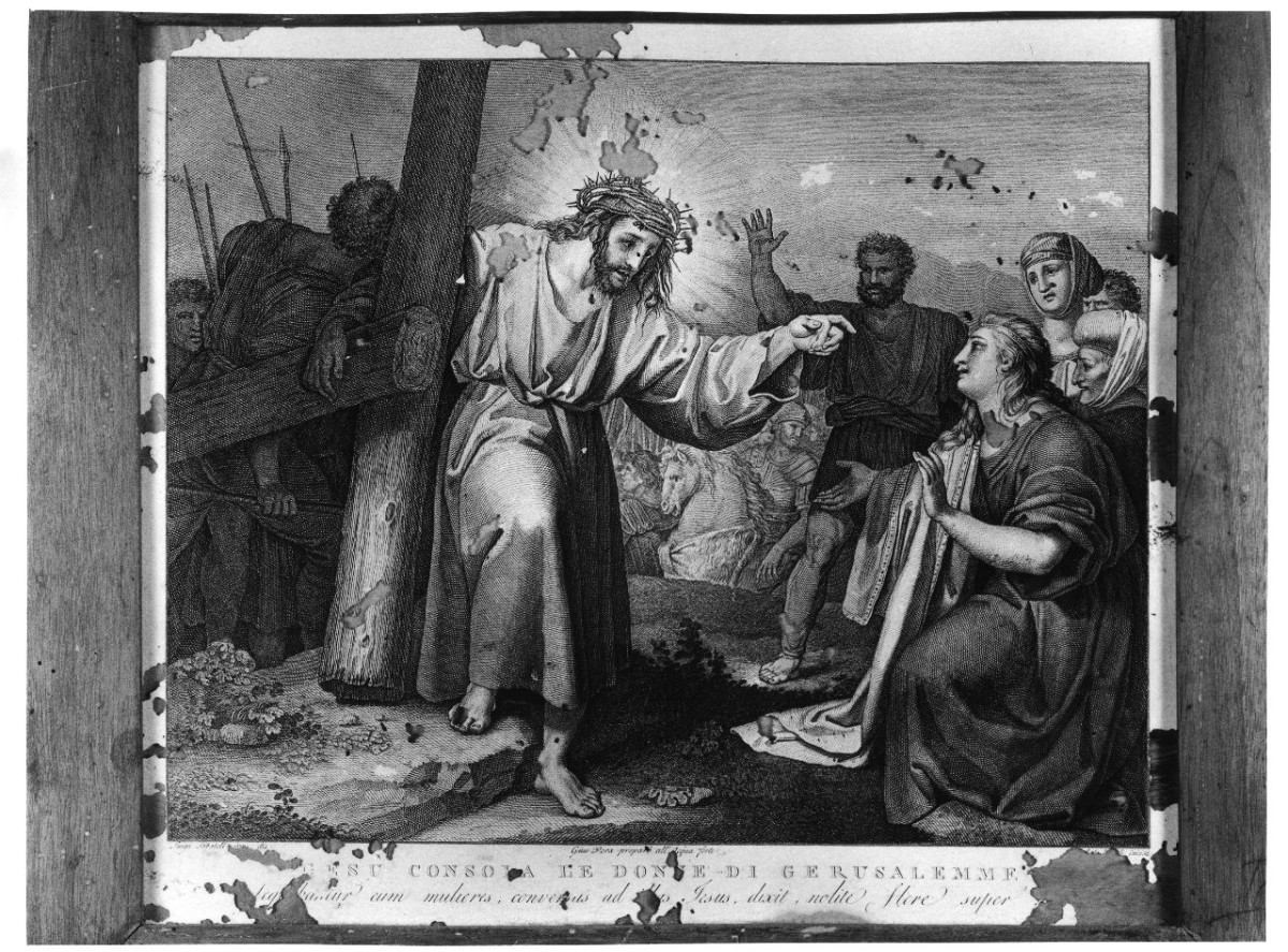 stazione VIII: Gesù consola le donne di Gerusalemme (stampa) di Sabatelli Luigi, Pera Giuseppe, Eredi Benedetto (sec. XIX)