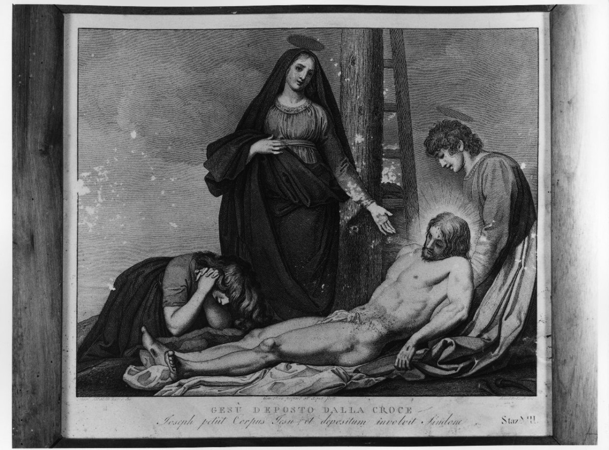 stazione XIII: Gesù deposto dalla croce (stampa) di Sabatelli Luigi, Pera Giuseppe, Eredi Benedetto (sec. XIX)