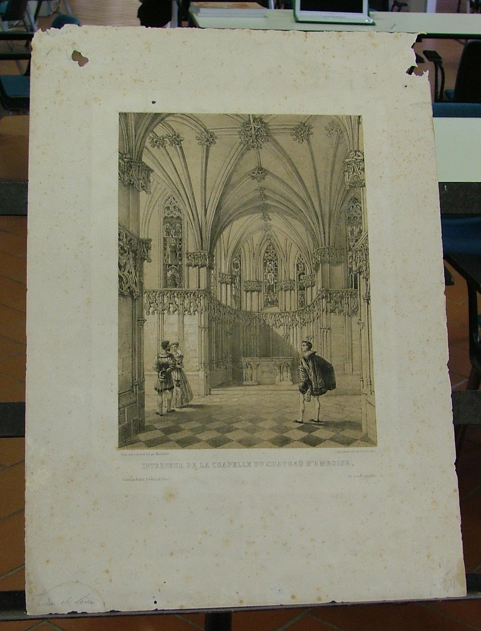 veduta di un palazzo (stampa) di MonthÃ©lier Jules (secondo quarto sec. XIX)