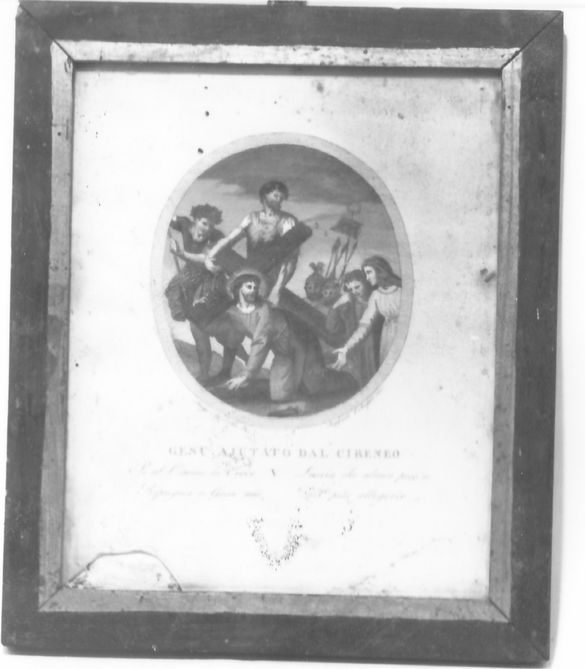 stazione V: Gesù cade sotto la croce la prima volta (stampa) di Agricola Luigi, D'Angelo Raffaele (sec. XIX)