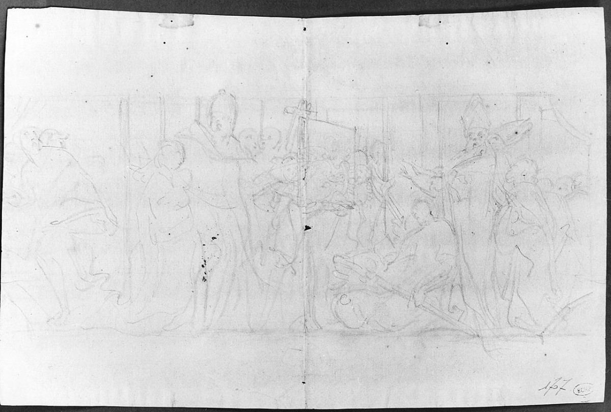 scena storica (disegno) di Ansaldi Innocenzo (secc. XVIII/ XIX)