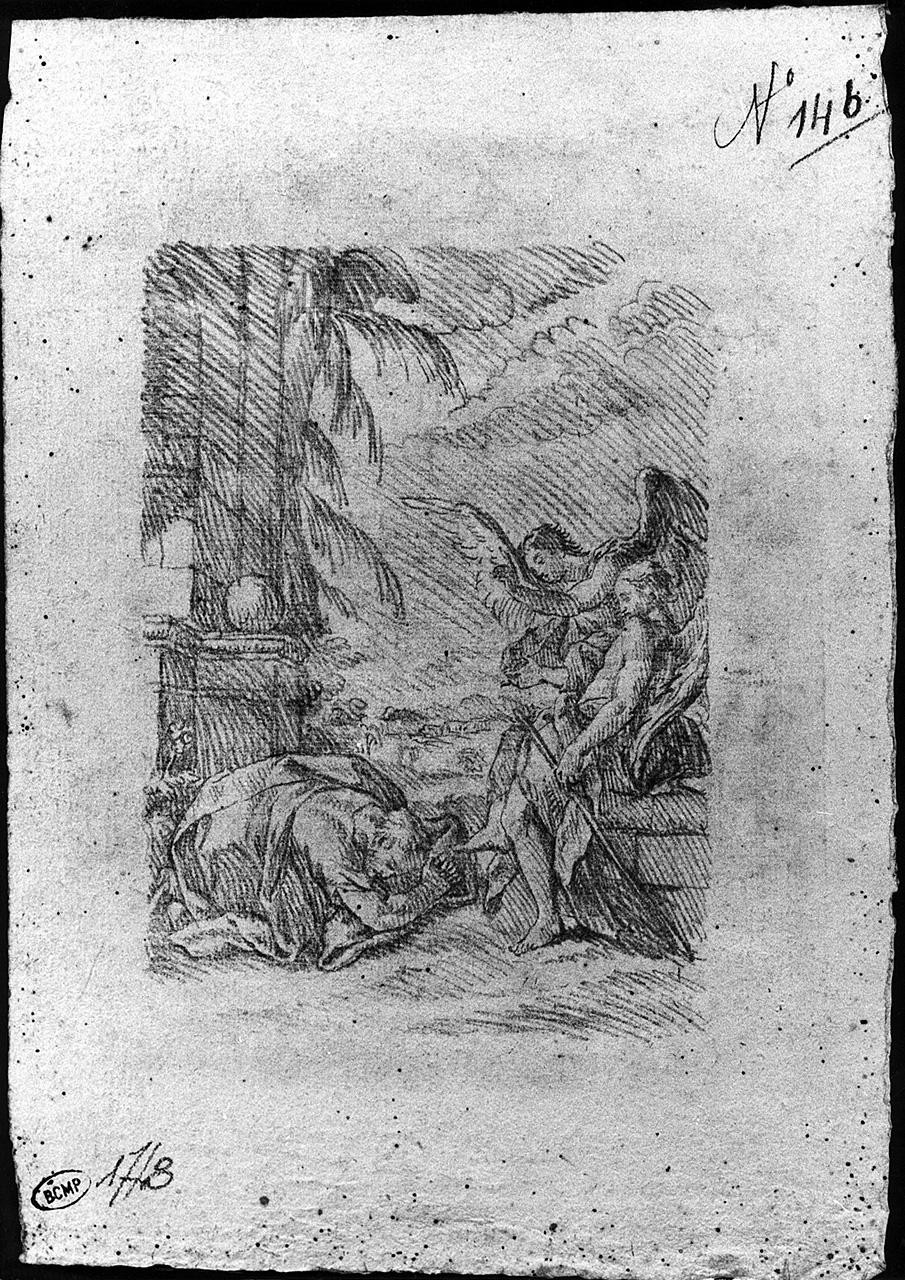 Lot e i due angeli (disegno) di Ansaldi Innocenzo (sec. XVIII)