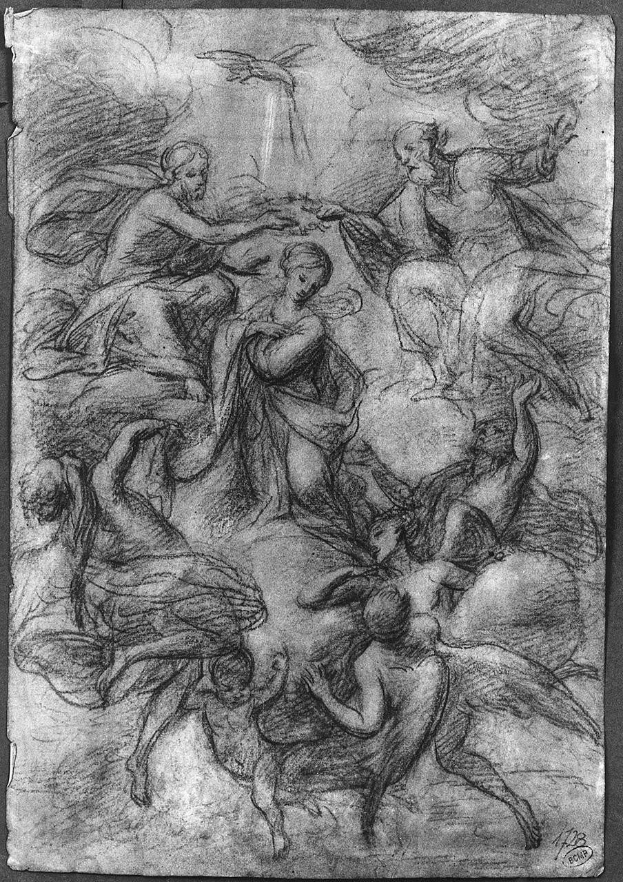 incoronazione di Maria Vergine (disegno) di Ansaldi Innocenzo (sec. XVIII)