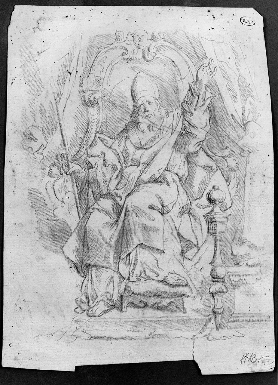 vescovo benedicente (disegno) di Ansaldi Innocenzo (secc. XVIII/ XIX)