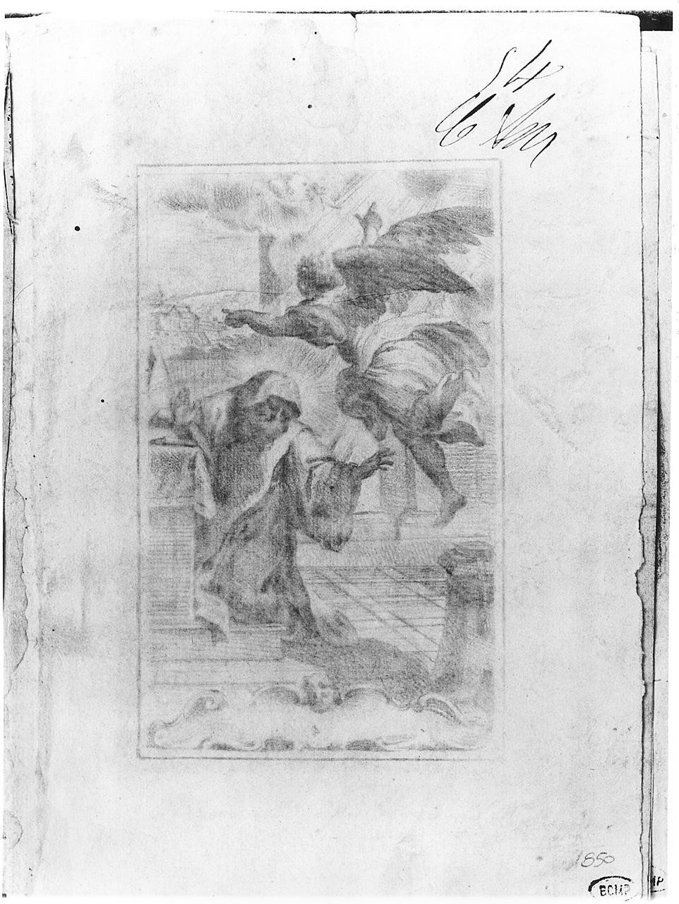 apparizione di un angelo a un Santo (disegno) di Ansaldi Innocenzo (sec. XVIII)