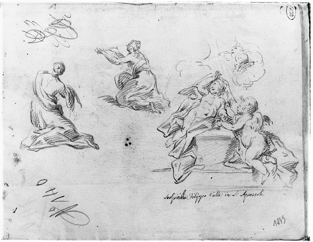 angioletti; figure femminili (disegno) di Ansaldi Innocenzo (sec. XVIII)