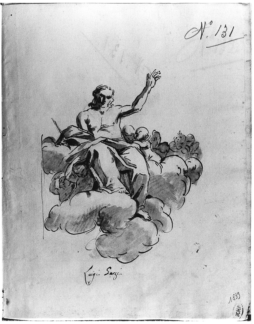 Cristo tra angeli (disegno) di Ansaldi Innocenzo (sec. XVIII)