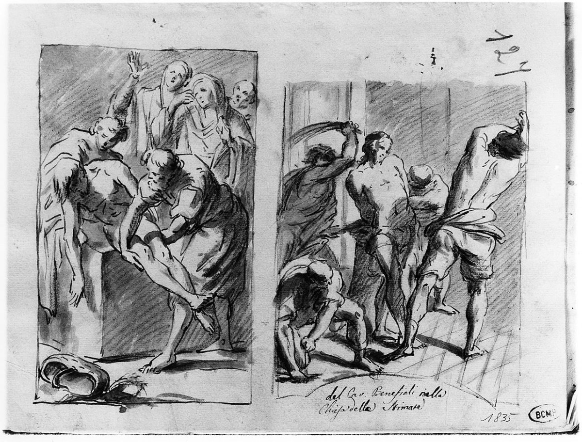 Madonna Immacolata appare a San Giovanni evangelista nell'isola di Patmos (disegno) di Ansaldi Innocenzo (sec. XVIII)