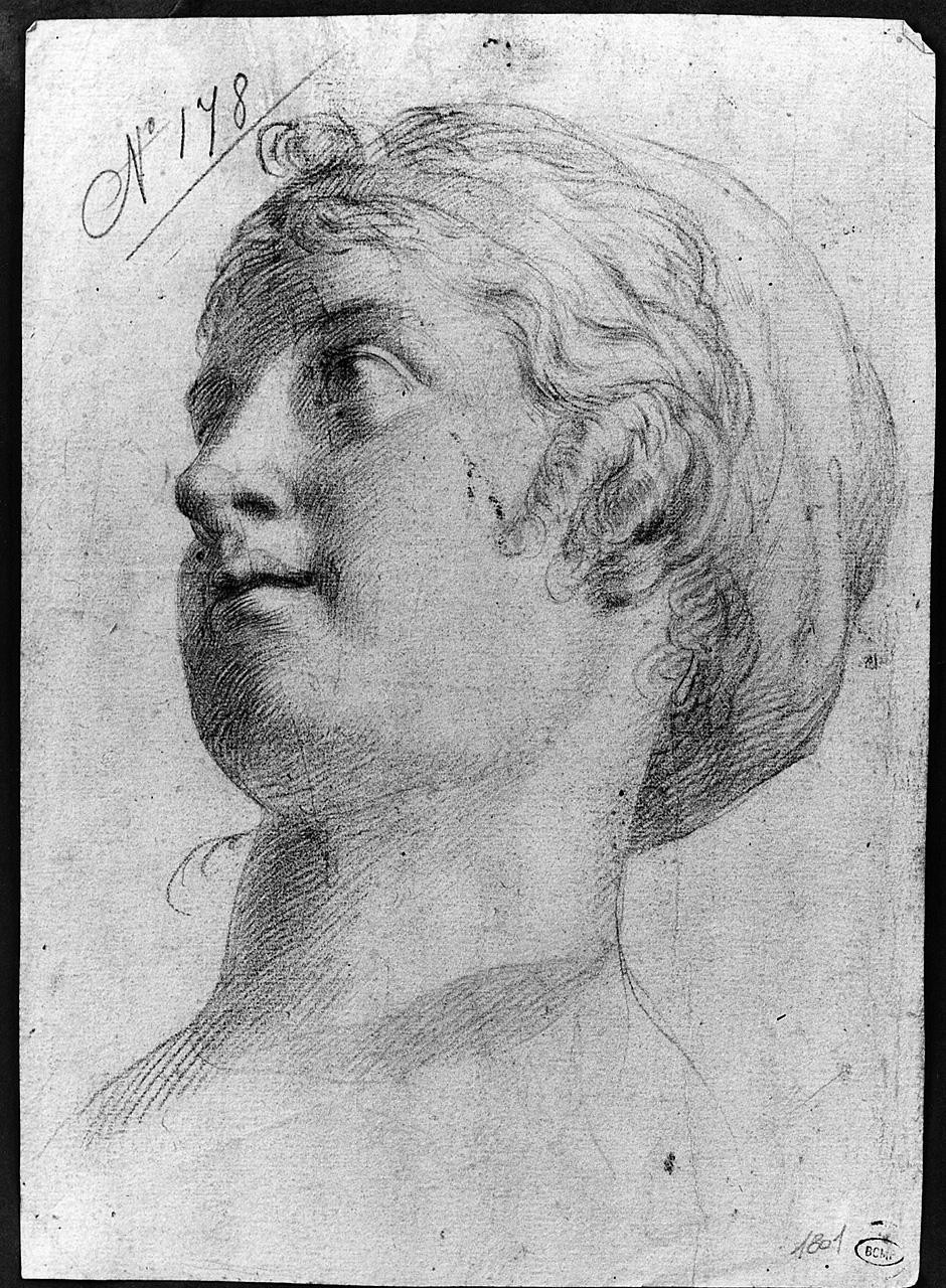 testa di donna (disegno) di Ansaldi Innocenzo (seconda metà sec. XVIII)